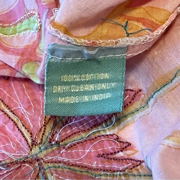 LeTarte embelished tropical swim cover cardigan top, cotton, pastel colors, S/M - Picture 14 of 14